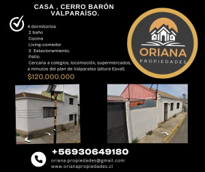 CASA UBICADA EN CERRO BARON, VALPARAÍSO.